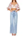 One And Only Collective Chiffon Balloon Sleeved Bustier Crop Top In Red In Red