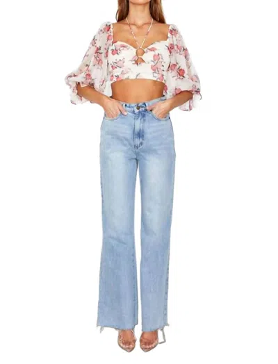 One And Only Collective Chiffon Balloon Sleeved Bustier Crop Top In Red