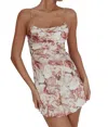 One And Only Collective Cowl Neck Floral Mini Dress In Rose In Multi