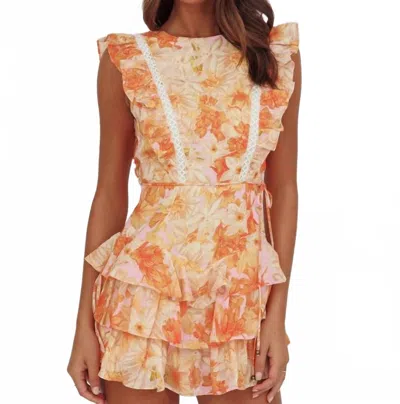 One And Only Collective Dolman Sleeve Floral Mini Dress In Orange