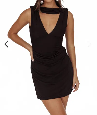 One And Only Collective Draped Neck Mini Dress In Black