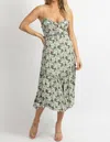 ONE AND ONLY COLLECTIVE FLORAL PRINT MIDI DRESS IN FOREST GREEN