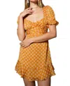 One And Only Collective Flower Ruffle Puff Sleeved Dress In Orange In Orange