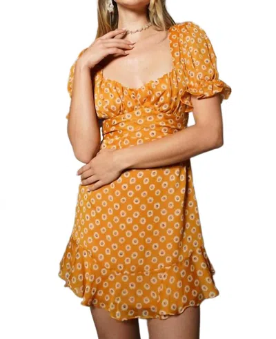 One And Only Collective Flower Ruffle Puff Sleeved Dress In Orange