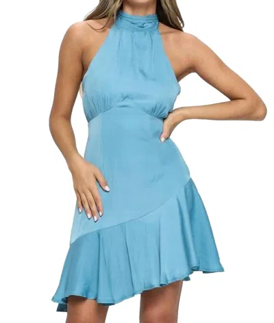 One And Only Collective Halter Neck Satin Mini Dress In Blue