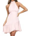 One And Only Collective Halter Neck Satin Mini Dress In Nude In Brown