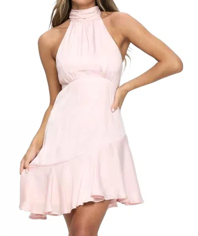 One And Only Collective Halter Neck Satin Mini Dress In Nude In Brown