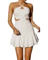 One And Only Collective Halterneck Cotton Keyhole Mini Dress In White In Neutral