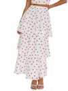 One And Only Collective High Rise Ruffle Maxi Skirt In Red/white In White