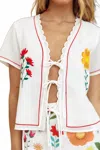 One And Only Collective Lenore Floral Tie Top In White Multi In White