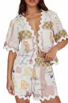 One And Only Collective Maelis Trimmed Shorts In White Multi In Multi