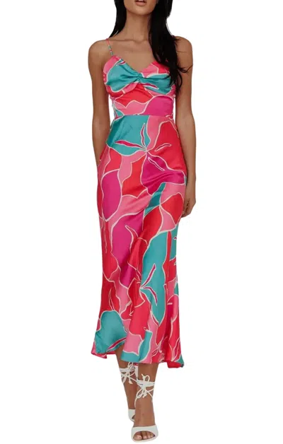 One And Only Collective Mosiac V-neck Maxi Dress In Red