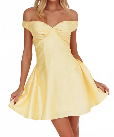 One And Only Collective Off-shoulder Mini Dress In Soft Butter In Yellow