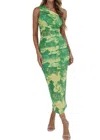 One And Only Collective One Shoulder Mesh Maxi Dress In Green In Green