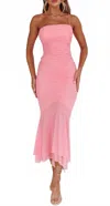 One And Only Collective One Shoulder Ruched Midi Dress In Pink In Pink