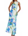 One And Only Collective Perfect Petals Mosaic Maxi Dress In Blue In Blue
