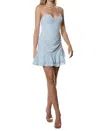 One And Only Collective Ruffle Swiss Dot Cami Bustier Mini Dress In Steel Blue In Blue