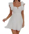One And Only Collective Ruffled Sleeve Mini Dress In White In White