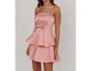 One And Only Collective Rylee Satin Mini Dress In Pink