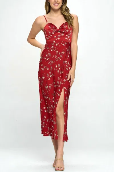 One And Only Collective Satin Floral Maxi Dress In Red
