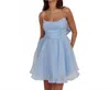 One And Only Collective Sleeveless Organza Mini Dress In Baby Blue In Blue