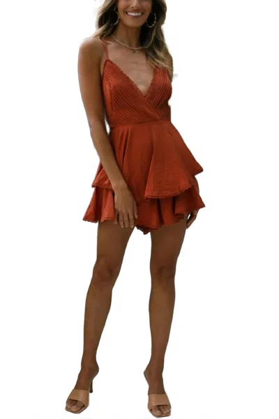 One And Only Collective Sleeveless Surplice Romper In Rust In Multi