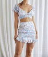 ONE AND ONLY COLLECTIVE SOPHIE FLORAL MINI SKIRT IN BLUE FLORAL