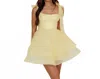 One And Only Collective Sqaure Neck Organza Mini Dress In Yellow In Yellow
