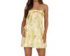 One And Only Collective Strapless Floral Mini Dress In Yellow In Yellow
