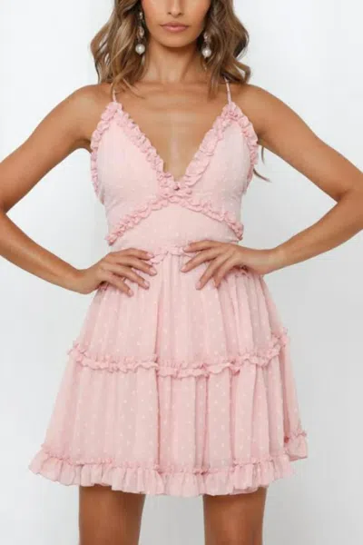 One And Only Collective Tiered Mini Dress In Blush Pink