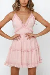 One And Only Collective Tiered Mini Dress In Blush Pink In Multi