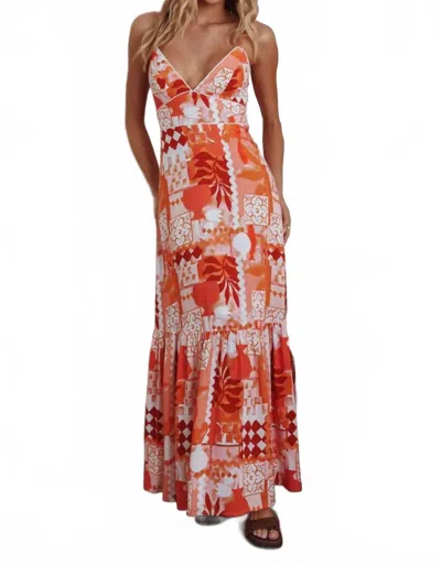 One And Only Collective Tropical Vibe Maxi Dress In Tropical Print In Red