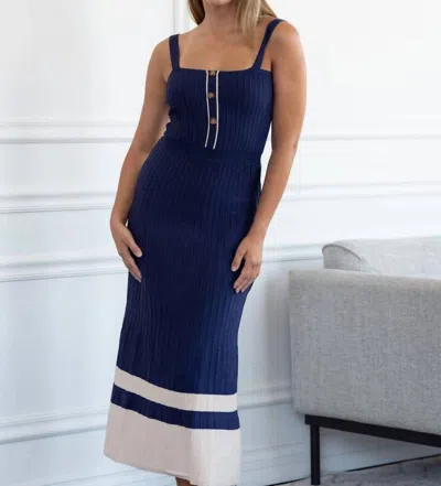 One And Only Collective Victoria Ribbed Maxi Dress In Navy