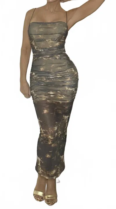 One & Only Cora Print Midi Dress In Brown In Gray