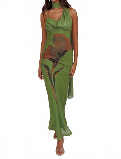 One & Only Laia Sash Maxi Dress In Green Multi