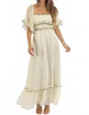 One & Only Marlow Maxi Flutter Dress In Buttercream In White