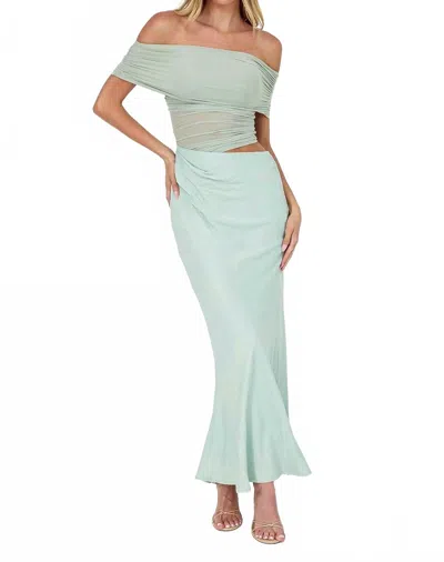 One & Only Off The Shoulder Midi Dress In Sage In Green