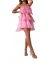 One & Only Peyton Strapless Tiered Floral Mini Dress In Pink In Pink