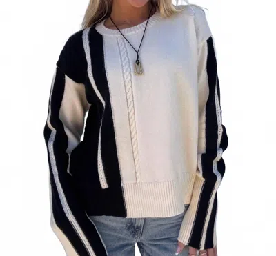 One & Only Talia Color Block Sweater In White/black In Multi