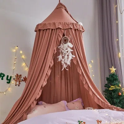 One Bed Canopy ,princess Round Dome Dreamy Mosquito Net Bedding Girls Room Castle Play Tent Hanging Hous In Brown