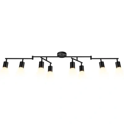 One Black Track Lighting Fixture Ceiling, Modern Track Light Fixtures Kitchen, 8-light Rotatable Led Tra