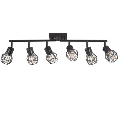 One Black Track Lighting Fixtures Ceiling,6-light Farmhouse Track Lighting With Metal Cage Design – Kitc