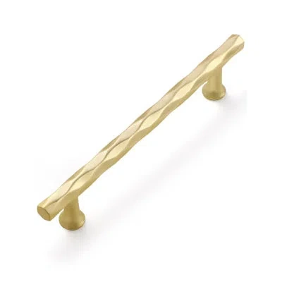 One Brushed Gold Cabinet Pulls 5" Hole Center 10 Pack Hammered Brass Cabinet Handles Decorative Kitchen 