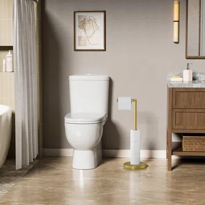 One Brushed Gold Toilet Paper Holder Stand, Freestanding Toilet Paper Holder For Bathroom, 304 Stainless