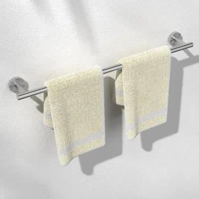 One Brushed Nickel 24 Inch Towel Bar For Bathroom, Sus304 Stainless Steel Bathroom Towel Rack Wall Mount In White