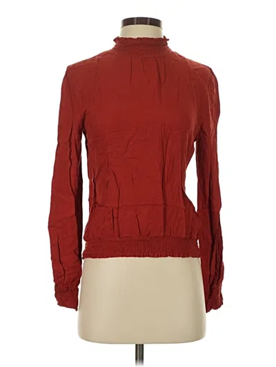 Pre-owned One Clothing Long Sleeve Blouse In Burgundy