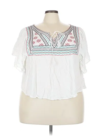 Pre-owned One Clothing Short Sleeve Blouse In White
