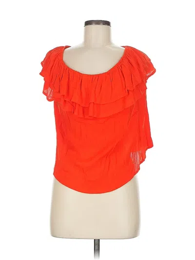 Pre-owned One Clothing Short Sleeve Top Orange Ruffles Neckline Tops