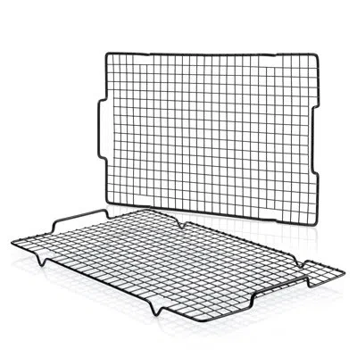 One Cooling Rack 2 Pack - 16" X 10", Nonstick Baking Rack With Handle Fits Half Sheet Pan, Cookie Coolin In Silver