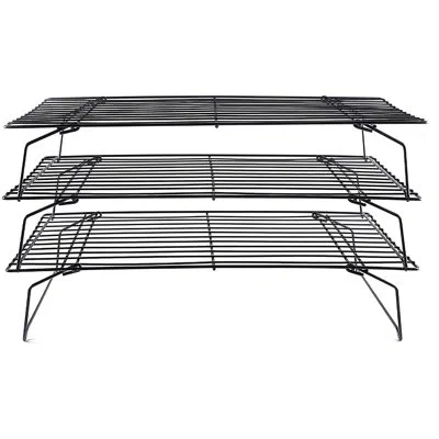 One Cooling Rack, 3-tier Stainless Steel Stackable Baking Cooking Cooling Racks For Cooling Roasting Gri In Black